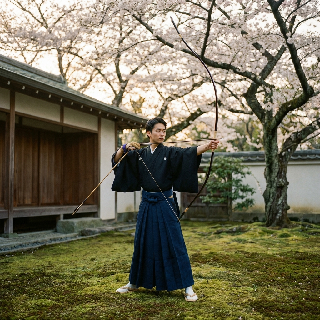 Image illustrant la pratique du Kyudo