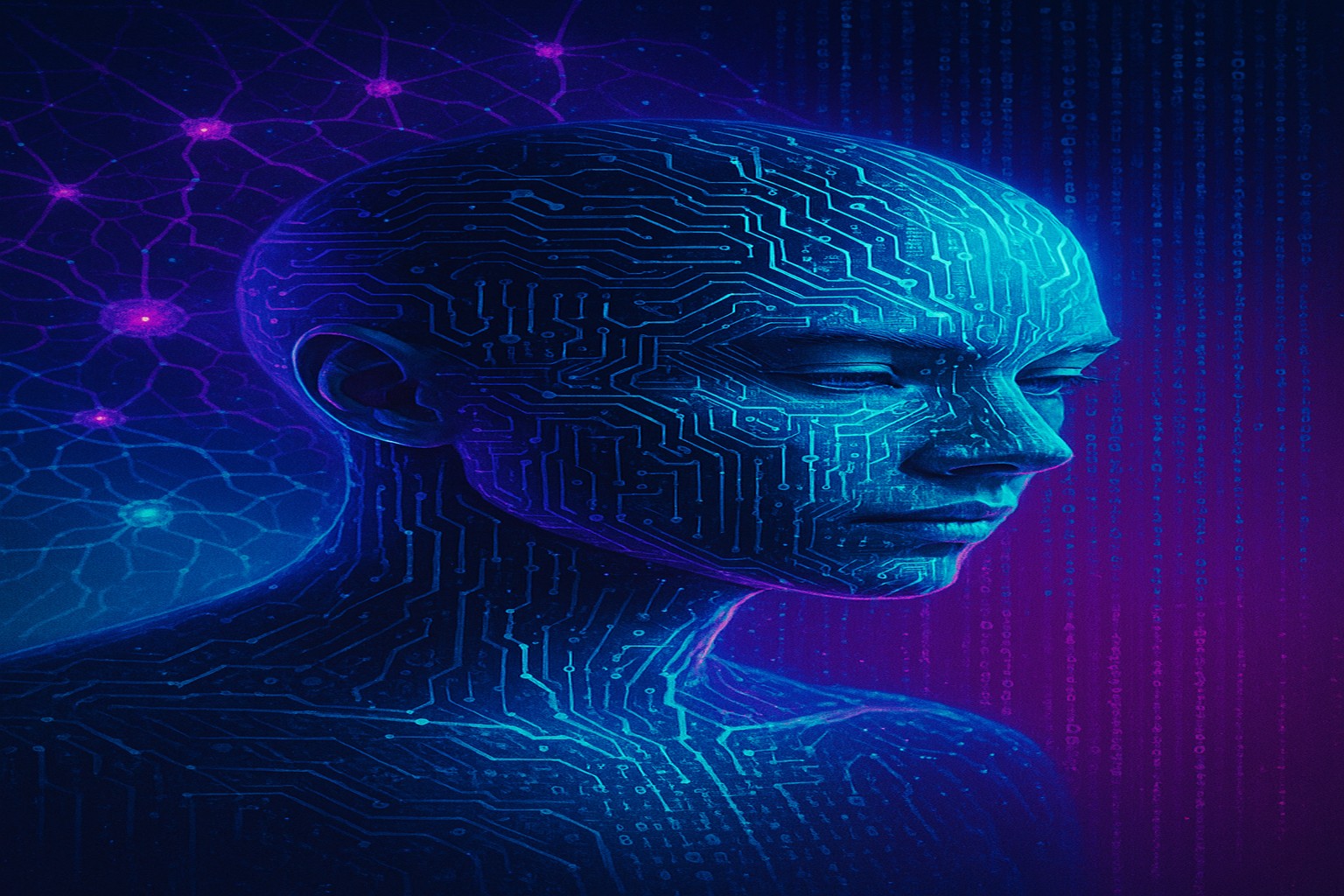 Image illustrant l'intelligence artificielle, des robots et des réseaux neuronaux