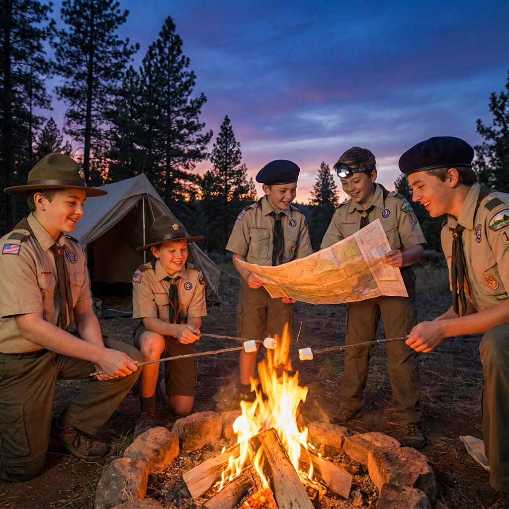 Image illustrant le scoutisme, la nature et le travail d'équipe