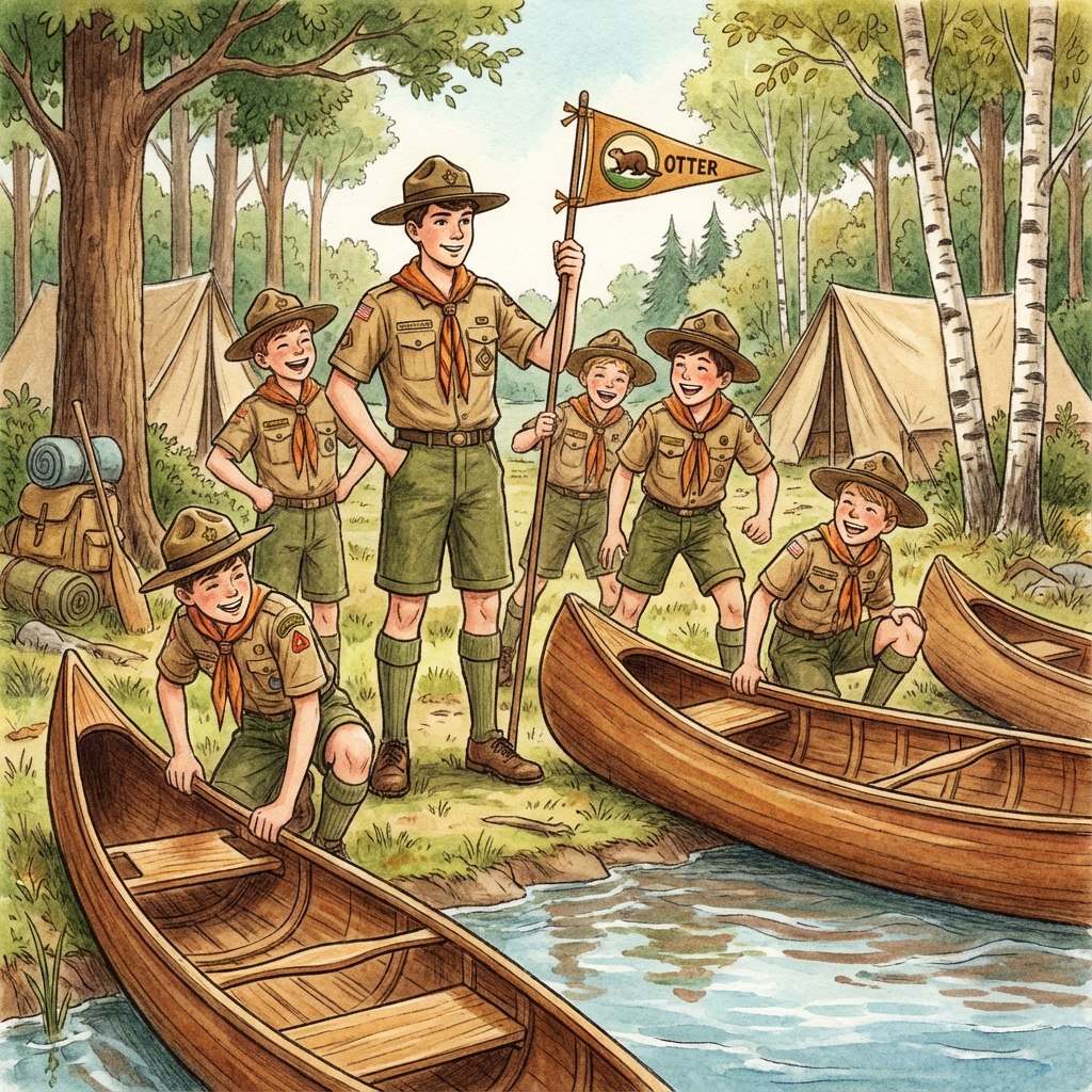 Une patrouille scoute travaillant ensemble